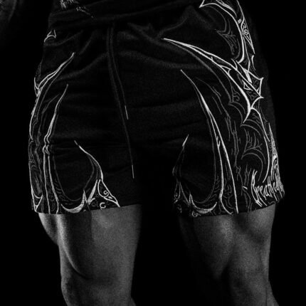 Skeletal Embroidered Bodybuilding Mesh Shorts VOID BLACK 1.jpg