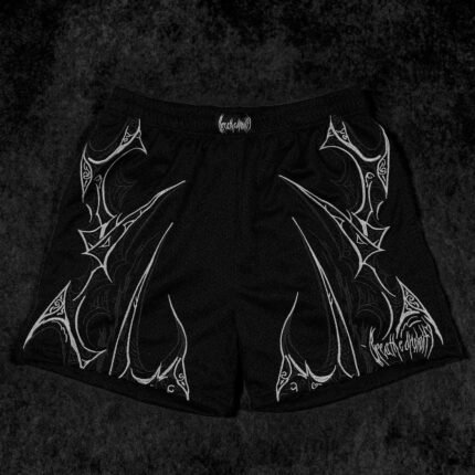 Skeletal Embroidered Bodybuilding Mesh Shorts VOID BLACK G